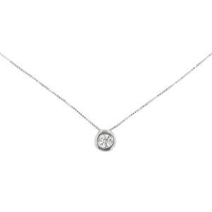 Collana in oro bianco 18kt maglia veneta, punto luce a cipollina con diamante taglio brillante 0.10 ct, colore FG - purezza VS.