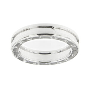 Anello fede in oro bianco 18kt a una fascia della collezione B.Zero1 di Bulgari. Misura 54. Brand: Bulgari.