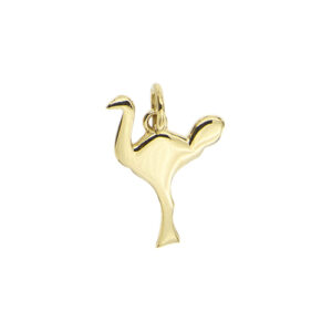 Ciondolo Dodo a forma di struzzo in oro giallo 18kt, significato/messaggio: “NON FAR FINTA DI NIENTE”. Brand: Dodo.