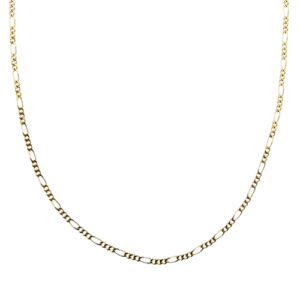 Collana in oro giallo 18kt, maglia figaro 3+1 fine, chiusura a moschettone.