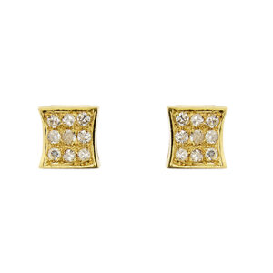 Orecchini a lobo punti luci a quadrilatero concavo in oro giallo 18kt con 18 diamanti taglio huit huit da 0.01 ct cad, totale 0.18 ct, colore GH - purezza VS; chiusura con perno e farfallina.