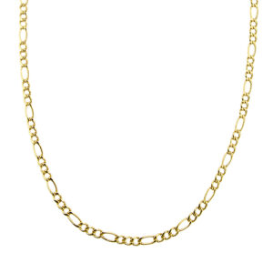 Collana uomo in oro giallo 18kt con maglia figaro (grumette 3+1), chiusura a moschettone.