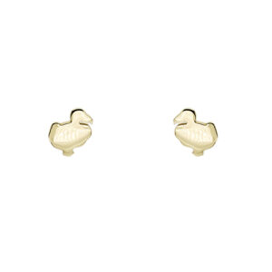 Orecchini a lobo in oro giallo 18kt a forma di Dodo, chiusura con perno e farfallina. Brand: Dodo.