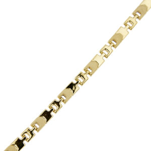 zoom dettaglio maglia di bracciale lucido e satinato in oro giallo