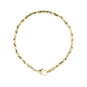 Bracciale maglia a segmenti in oro giallo 18kt con chiusura a moschettone, collezione Bamboo. Brand: Chimento.