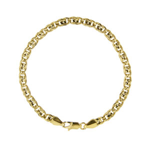 Bracciale uomo in oro giallo 18 kt maglia occhio di tigre con chiusura a moschettone.