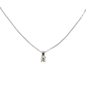 Collana maglia veneta punto luce in oro bianco 18kt con diamante taglio brillante da 0.05 ct, colore FG - purezza VS; lunghezza regolabile. Brand: Recarlo.
