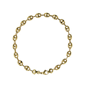 Bracciale uomo in oro giallo 18 kt maglia marina con chiusura a moschettone.