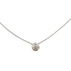 Collana girocollo in oro bianco 18 kt maglia spiga con punto luce a cipollina con diamante taglio brillante da 0,30 ct - colore GH, purezza VS.